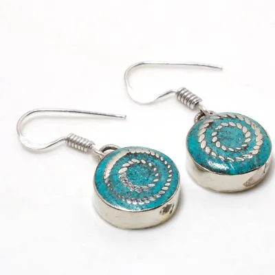 Tibetan Turquoise Handmade Bohemian Drop/Dangle Nepalese Earrings 1.30  NE 5060 • $6.49