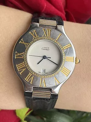 Cartier Must 21 Watch 9011 Quartz Date Unisex 35mm Swiss Made • $999