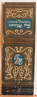 Gay Manor Hotel Virginia Beach VA Vintage Matchbook Cover • $3.95