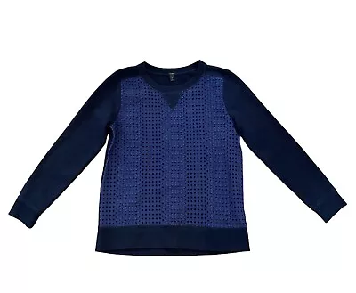 J. Crew Women's Size Small Blue Eyelet Lace Front Pull Over  Sweatshirt • $14.99