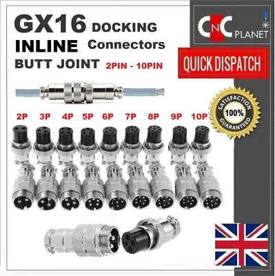 GX16 2 3 4 5 6 7 8 9 10 12 14 15 Pin Metal Inline Cable Connector Joint Aviation • £4.95