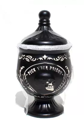 Haunted Manor  Ceramic Black Pick Your Poison Halloween Apothecary Cookie Jar • $33