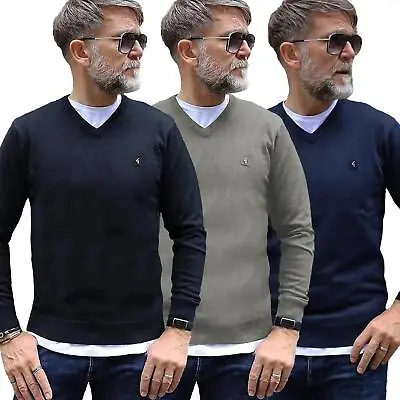 Gabicci Knitted Jumper Mens Pullover Long Sleeve V-Neck Knitwear Sweater • £24.99