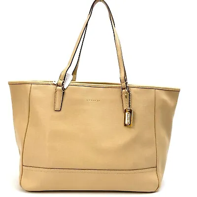 NWT Coach Saffiano Leather East West City Tote F23576 Tan • $156