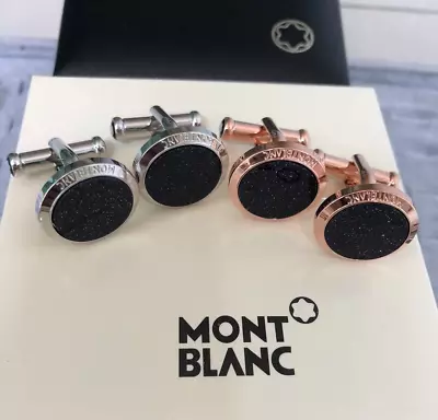 Montblanc Cufflinks Midnight Blue Glitter-Glass Round • $45