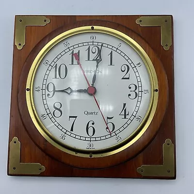 Vintage Wood And Brass VERICHRON Wall Clock - Tested & Works Well  C Battery • $39.87