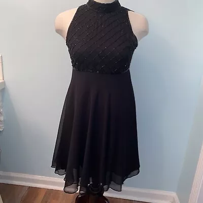 Vintage Lawrence Kazar Women’s Sz M Black Beaded Knee Length Cocktail Dress EUC • $29.99