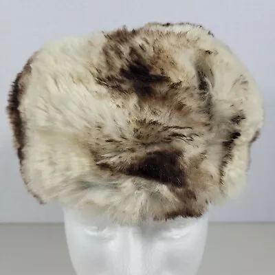 Cecile Original Women's Fur Hat Vintage Lined Brown White Rabbit Damaged Flawed • $25.68