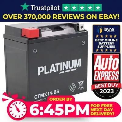 CTMX14-BS PLATINUM AGM Motorcycle Battery Replaces YTX14-BS • £37.36