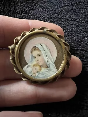 Antique Victorian Memorial Brooch Picture Frame Pin Mourning Jewelry Child • $29.56