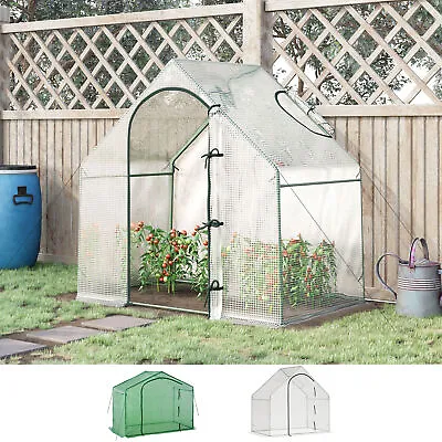 Walk-In Greenhouse Outdoor Garden Growing Plant Shelter Steel Frame PE Cover • £29.99