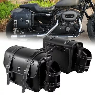 Motorcycle Side Saddle Bags With Cup Holder For Yamaha V-Star XVS 950 1100 1300 • $109.99