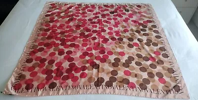 VALENTINO Crepe Silk Scarf - Dots - Pinks And Browns - 85 X 85 Cm - New With Tag • £45