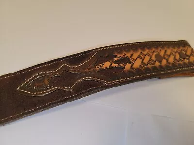 Vintage Nocoma Leather Belt Size 32 Tooled Hair On Hide   • $15