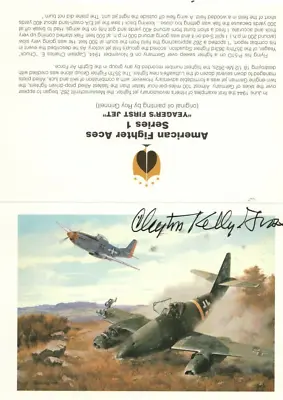 Cap Clayton Kelly Gross WWII ACE Autographed Grinnell Bi-fold Post Card P-51 • $16