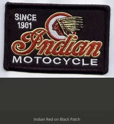 Heat Sealed Embroidered Iron On Cloth Patch - Indian Motorcycle- Rectangle • $9