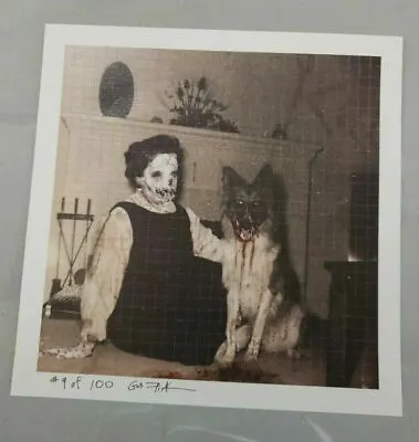 Gus Fink  Signed Blotter Art  Vintage Altered Photo Dark Art German Sheppard • $108