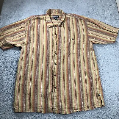 Moose Creek Shirt Mens 2XL Multicolor Striped Short Sleeve Button Up 100% Linen • $8.97