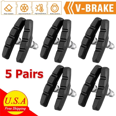 $7.59 • Buy 5 Pairs High Grade Cycling Bicycle Bike V Brake Pads 70mm Shoes Pads Black