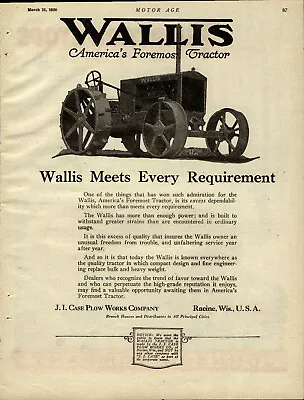 1920 J.I. Case Plow Works Advertisement: Wallis Tractors - Racine Wisconsin • $17.76