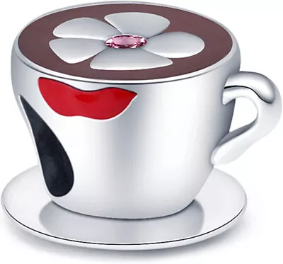 Sterling 925 Silver Coffee Mug Daisy Flower Cup Bead Hot Chocolate Mum Wife Gift • £14.99