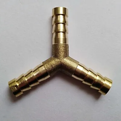 $6.99 • Buy 3/8  HOSE BARB Brass Pipe 3 WAY Y Fitting Thread Gas Fuel Water Air B163