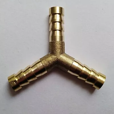 3/8  HOSE BARB Brass Pipe 3 WAY Y Fitting Thread Gas Fuel Water Air B163 • $7.50