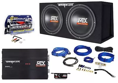 MTX Terminator TNP212DV Dual 12” Subwoofers+Enclosure+Amp+Kit+2) Farad Capacitor • $379.95