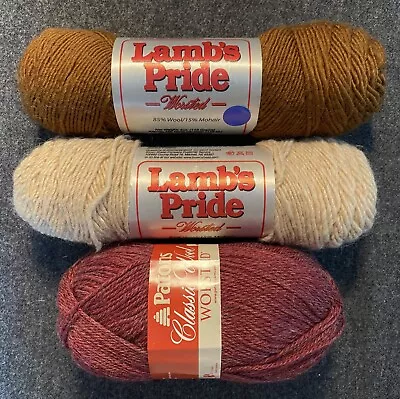 2 Skeins Lamb's Pride Worsted Wool / Mohair & 1 Skein Patons Worsted Wool YARN • $9.99