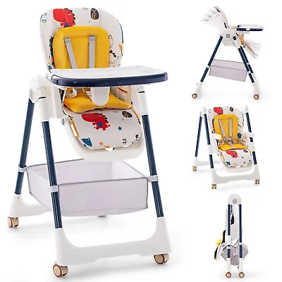 Folding Baby High Chair Convertible High Chair Adjustable Feeding Dining Chair • £57.95