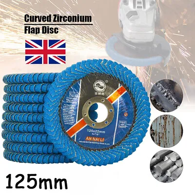 125mm Curved Zirconium Flap Disc Sanding Grinding Wheel For Angle Grinder 2/5Pcs • £9.54
