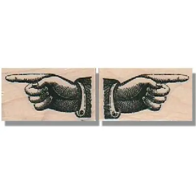 SET OF 2 Vintage Hands Pointing RUBBER STAMP Finger Hand Direction Media • $10.74