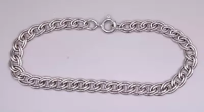 Vintage Sterling Silver Starter Charm Bracelet Double Oval Ring 7.25   #4 • $15