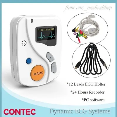 CONTEC TLC6000 ECG Holter Dynamic ECG Systems 12-lead 24-hour Record PC Software • £445