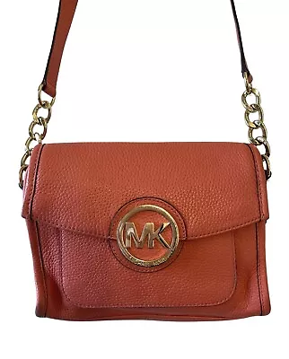 Michael Kors Margo Pebbled Leather Messenger Crossbody Bag Orange • $65