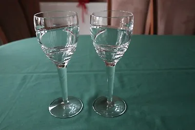 2  Aura   Wine Glasses By Waterford Crystal/Jasper Conran Superb 9  Tall Signed • £120