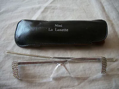 Vintage La Lunette Italy Mini Eyeglasses Rhinestones W/case • $9.99