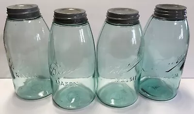 Vintage Ball Mason Set Of 4 Half Gallon Fruit Jars Ball Zinc Lids IIIIIIIV • $48.95