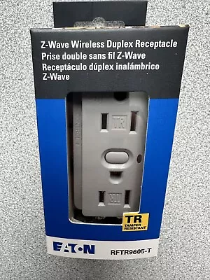 NEW Eaton RFTR9605-TGY Z-Wave Wireless Wi-Fi Duplex Receptacle Gray Tamper Resis • $37.95