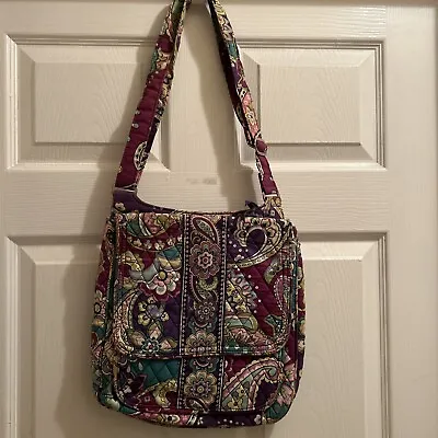 Vera Bradley Heather Purple Green Tote Bag Purse Lg Outer Pocket • $18.99