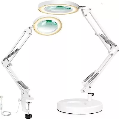 2-in-1 Magnifying Desk Lamp 5X Magnifier Glass LED Lamp With Clamp Swivel • £56.45