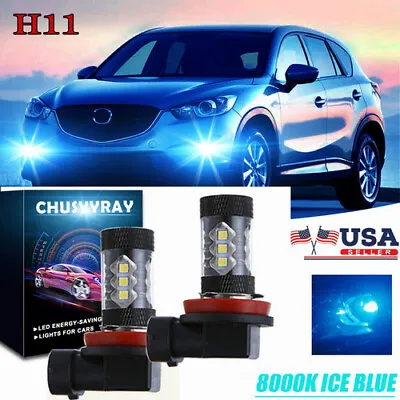 Pair High Power HID H11 H8 LED Replacement Bulbs 8000K ICE-Blue For Fog Lights • $11.99