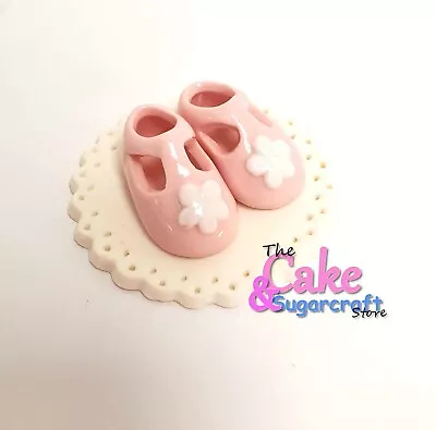 Baby Pink Booties Cake Decoration Topper Ceramic Baby Shower Christening • £6.48