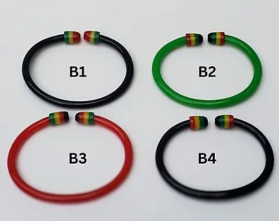 Rasta Acrylic Bracelet Jamaican Reggae Jewellery With Red Yellow Green Black Tip • $6.21