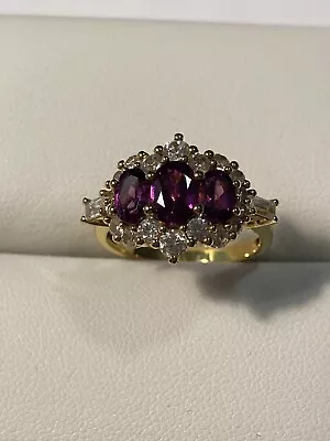 Victoria Wieck Rhodolite & White Zircon Ring Size 8 • $87.49