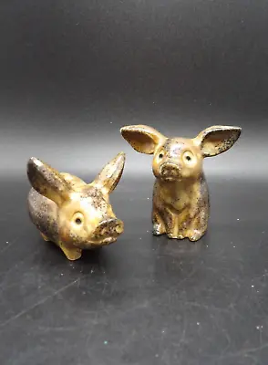 Vintage Pair Of BROWN SPECKLED Ceramic Pigs Japan • $18