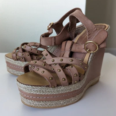 $16 • Buy Palomitas By Paloma Barcelo Leather Wedge Sandals Shoes Women's Size 6 Spain