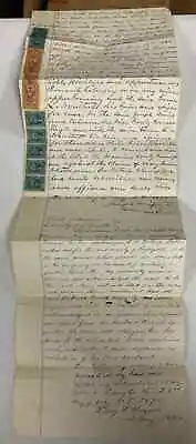 1870 Lafaytte County Missouri Land Deed With Many Cancelled Stamps • $104.50