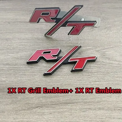 2X OEM For R/T Front Grill Emblems RT Badge Trunk Rear Red Car Aluminum Stickers • $16.94