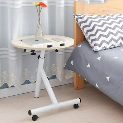 Sofa Side Couch Snack Table End Table Adjustable Height With Wheels Portable • $20.28